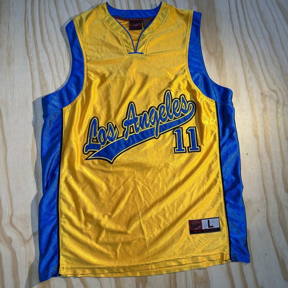 Urban Jeanswear Los Angeles 11 Basketball Jersey Yellow Blue Men's Size Large